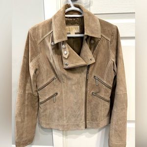 Michael Kors Beige Suede Moto Jacket Women's
Size Medium Biker Jacket